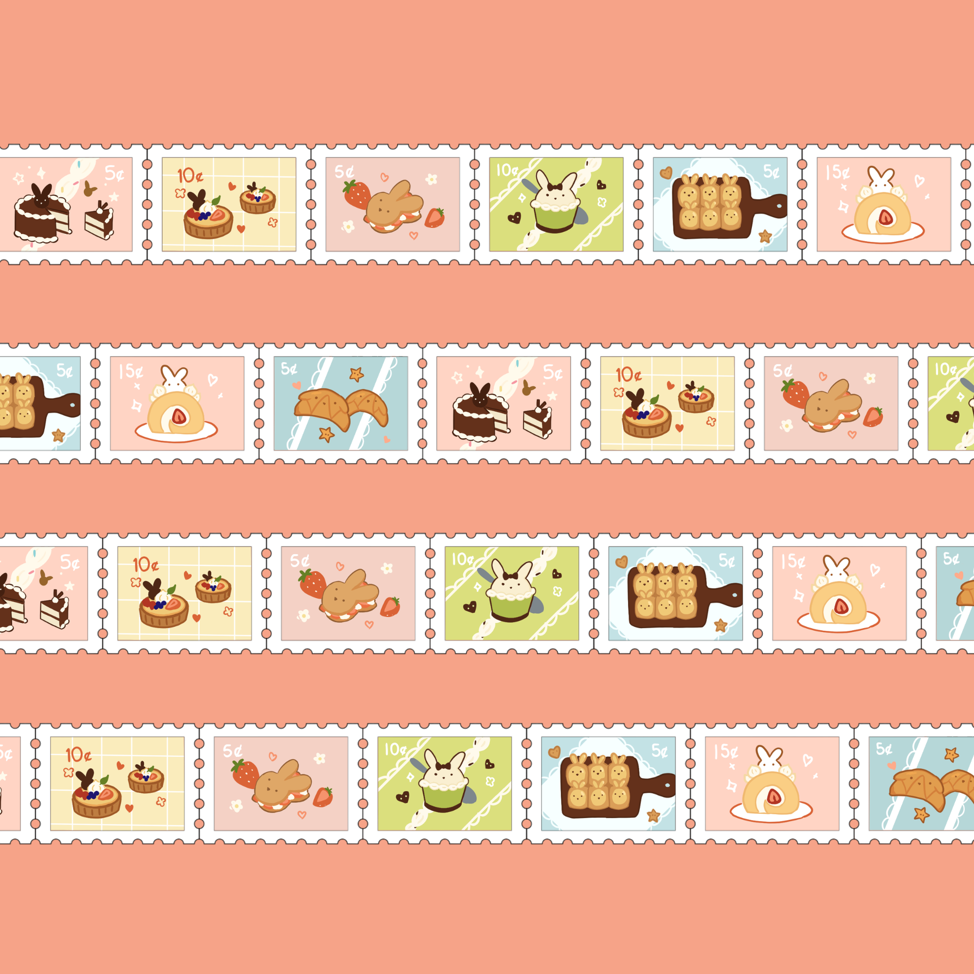 Bunny desserts stamp washi tape