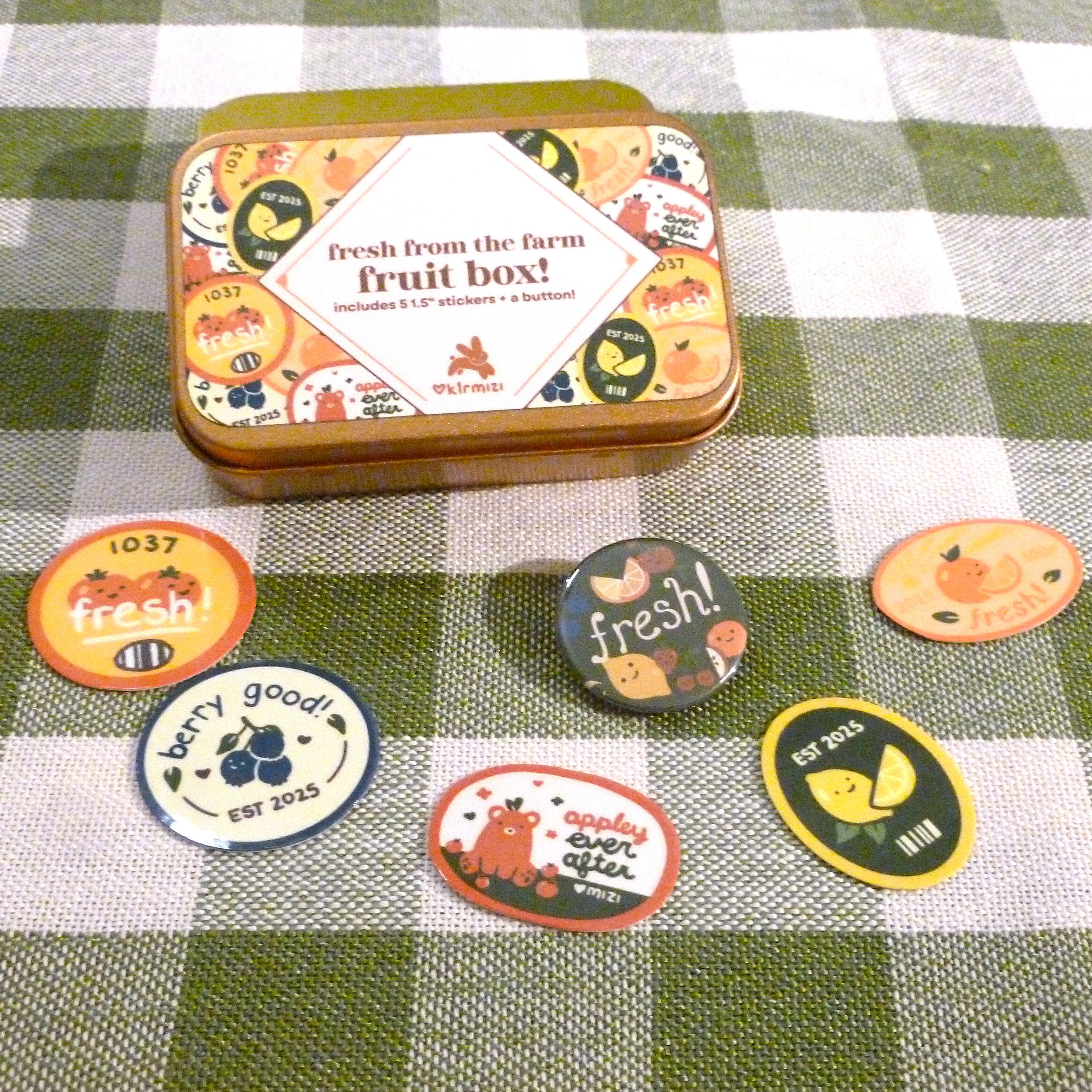 Fresh from the farm sticker tin