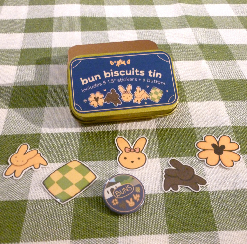 Bun biscuits sticker tin