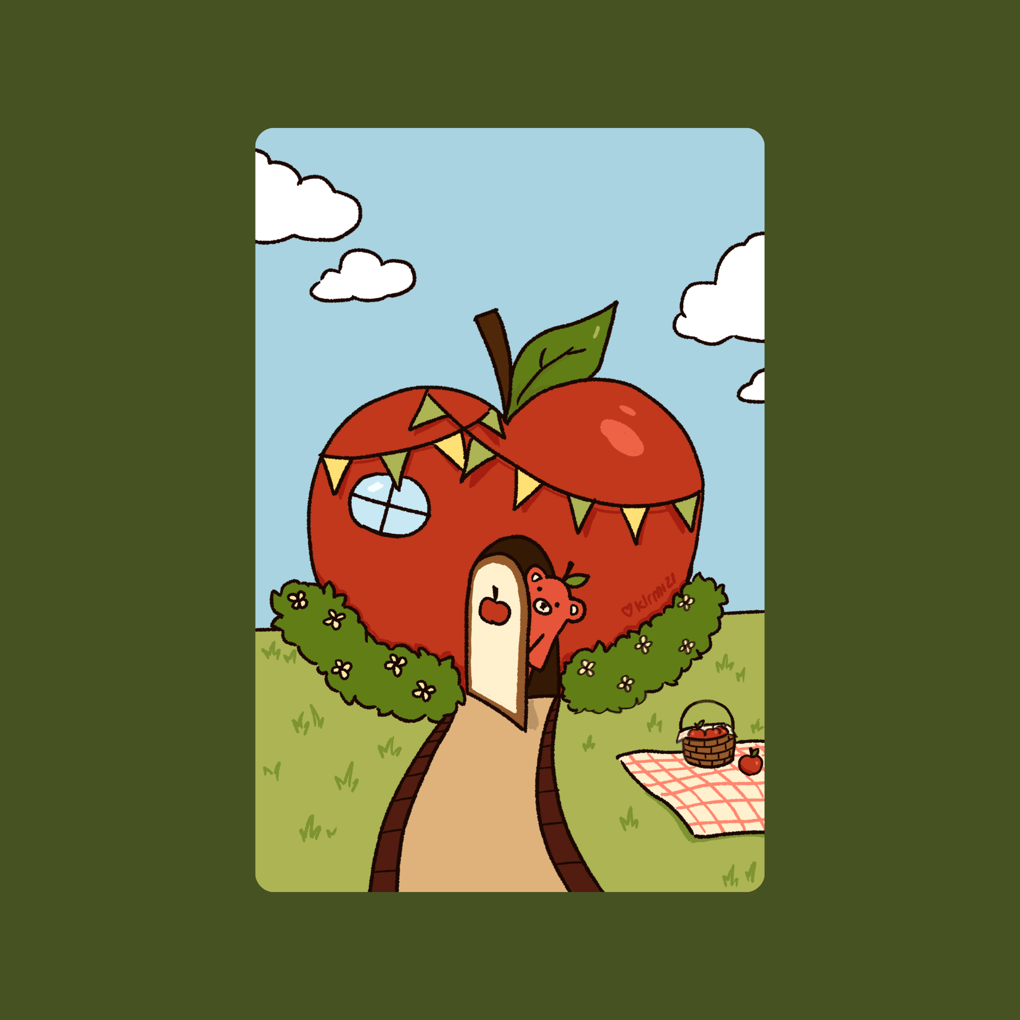 Apple bear postcard