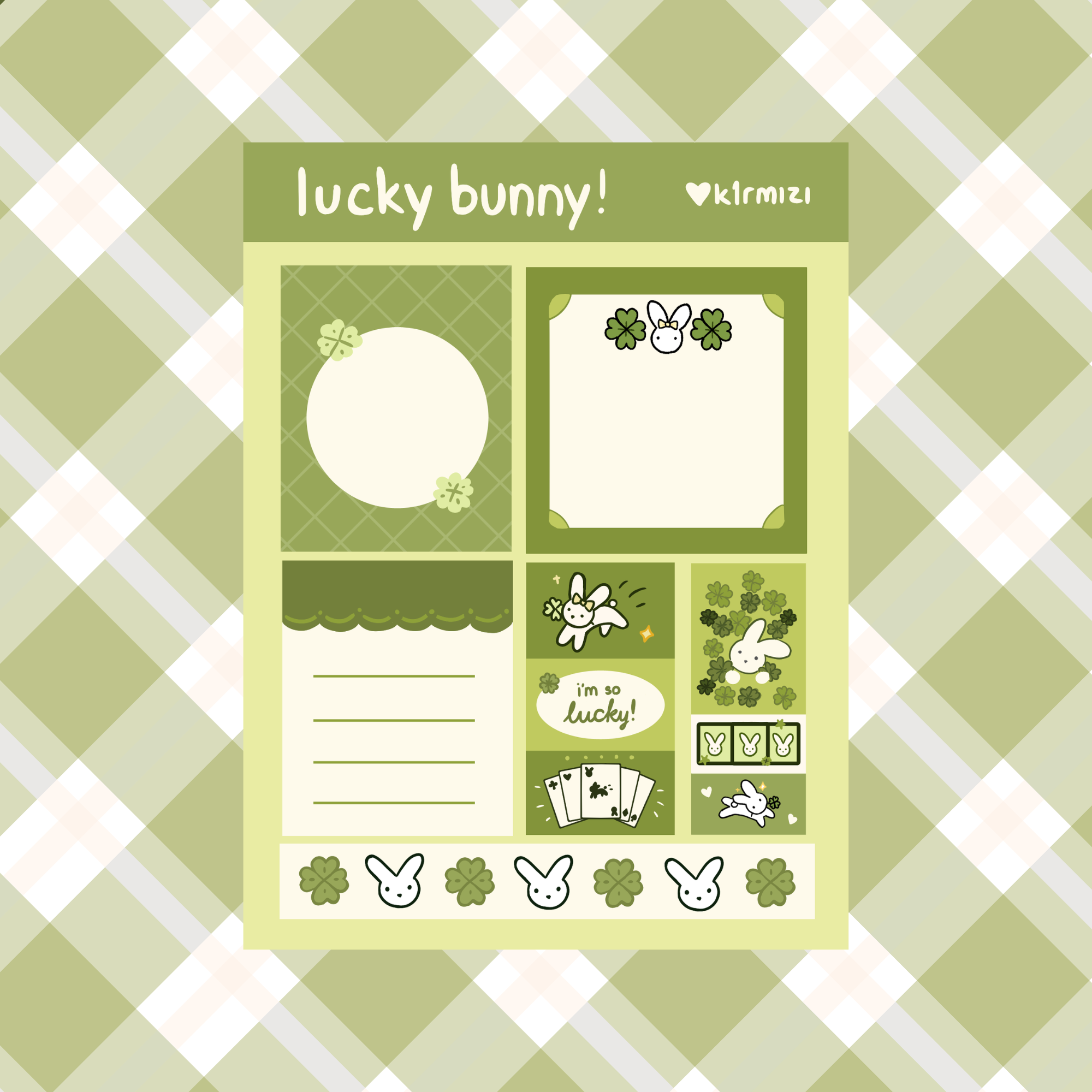 Lucky bunny sticker sheet